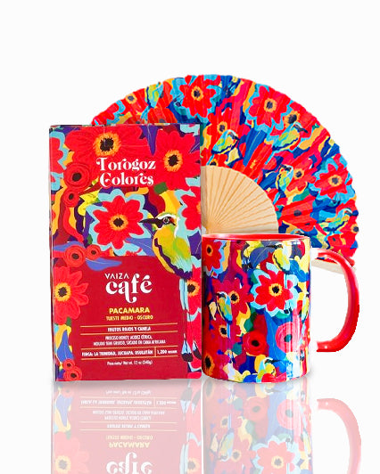 Kit Exclusivo Torogoz Colores – Taza, Café y Abanico